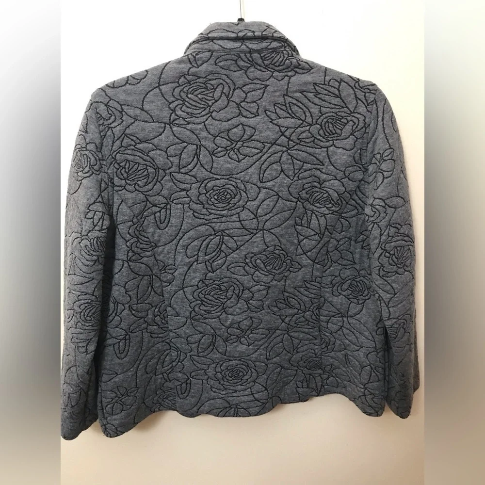 Alfred Dunner Womens Quilted Embroiderd Floral Lightweight Jacket Size 10P